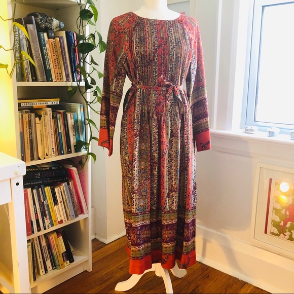 Vintage boho 70s Albert Nipon dress S/M - Picture 1 of 12